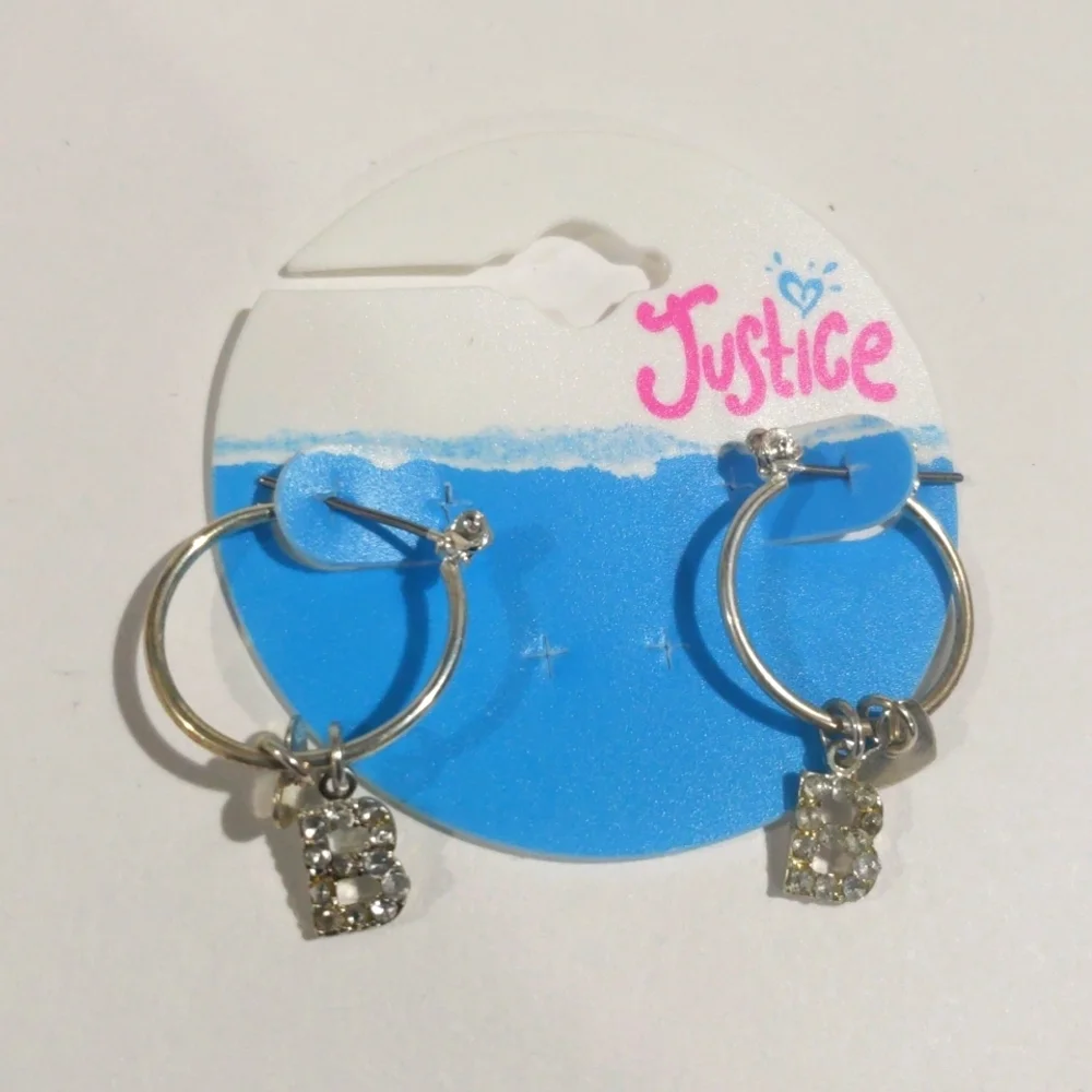 Justice Silver-tone Hoop Earrings Sparkling 